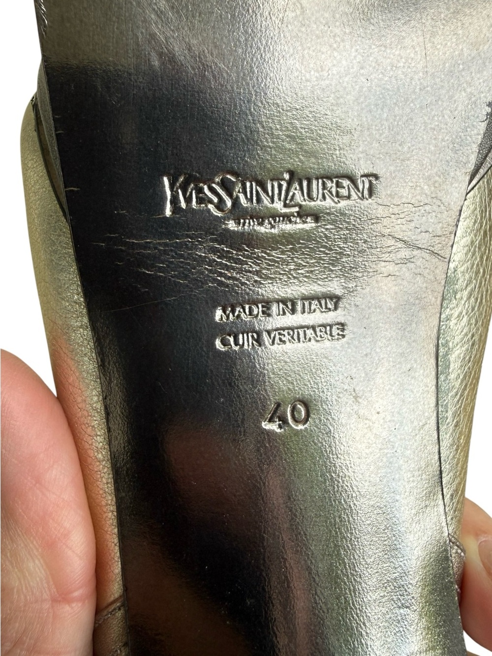 Yves Saint Laurent Gold Metallic Peep-Toe Slingback Platform Heels! Size 9.5 /40 - Picture 12 of 16